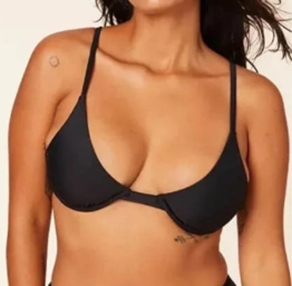 NWT Andie Women's The Sicily Swim Bikini Top Smooth Black Size M